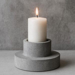 Gray Concrete Candle Holder Minimalist Accent for Industrial Decor