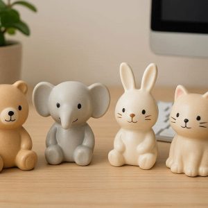 Cute Animal Ceramic Figurine Set Desk Decor For Home Office