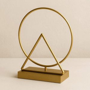 Minimalist Brass Geometric Sculpture Modern Tabletop Decor Accent